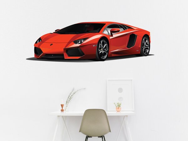 Nalepte.cz Lamborghini Aventador textilní prelepiteľná nálepka na stenu 50 x 16 cm