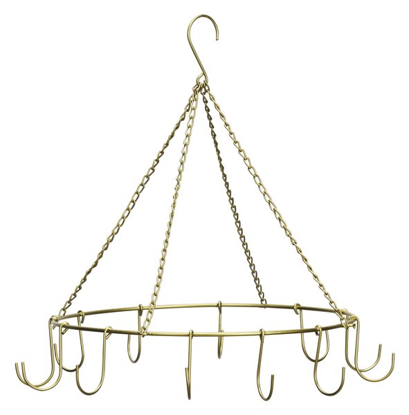 Kovový vešiak s háčikmi Antique Brass Ø 38 cm