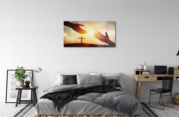 Sklenený obraz cross hands 100x50 cm 2 Prívesky