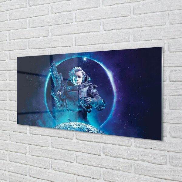 Sklenený obraz Space žena moon 100x50 cm 2 Prívesky