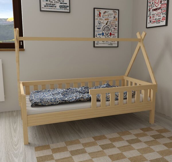 MAXMAX Detská domčeková posteľ z masívu borovice TEA - 200x90 cm - prírodná