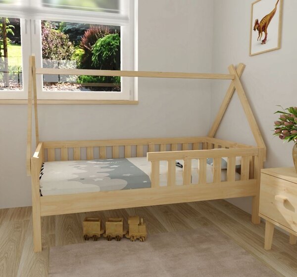 MAXMAX Detská domčeková posteľ z masívu borovice TEA - 200x90 cm - prírodná