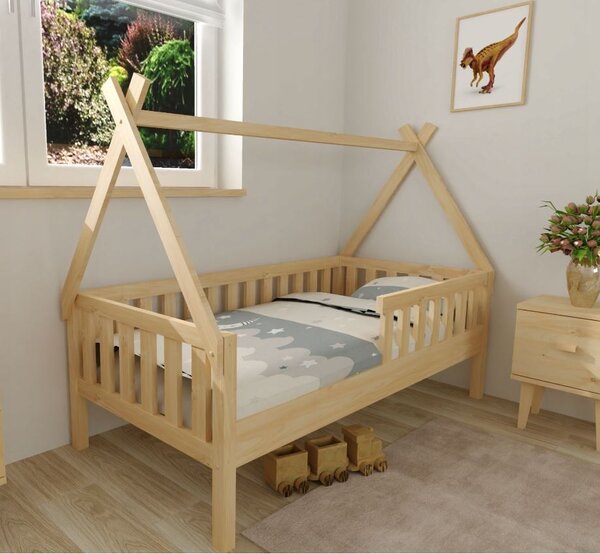 MAXMAX Detská domčeková posteľ z masívu borovice TEA - 200x90 cm - prírodná