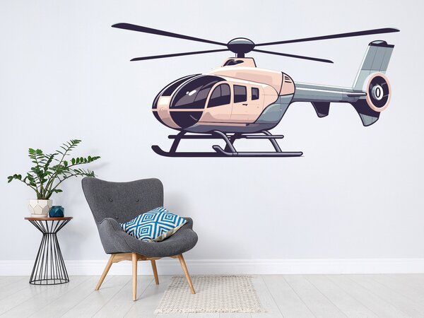Nalepte.cz Helikoptéra textilní prelepiteľná nálepka na stenu arch 47 x 22 cm