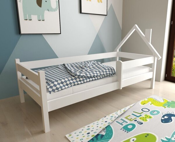 MAXMAX Detská domčeková posteľ z masívu borovice SÁRA - 200x90 cm - biela