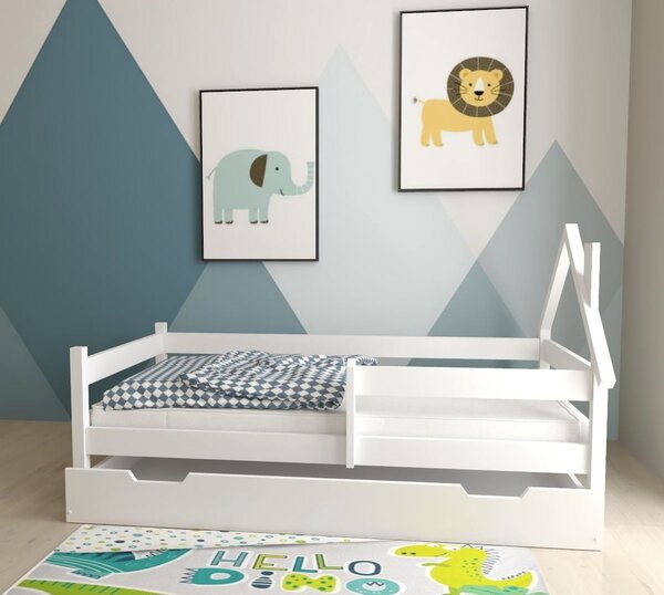 MAXMAX Detská domčeková posteľ z masívu borovice SÁRA - 200x90 cm - biela