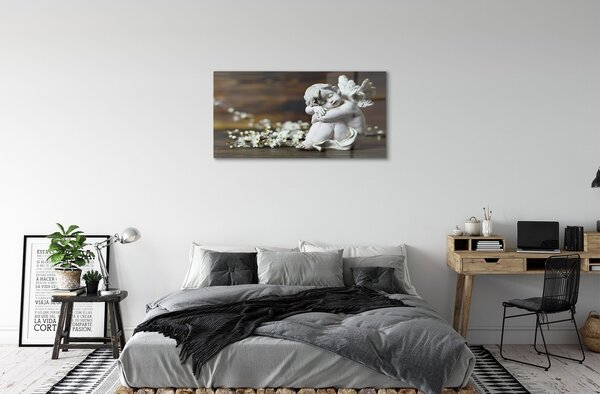 Sklenený obraz Spiace anjel kvety 100x50 cm 2 Prívesky
