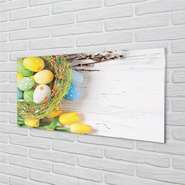 Sklenený obraz Vaječné založené na tulipány 100x50 cm 2 Prívesky