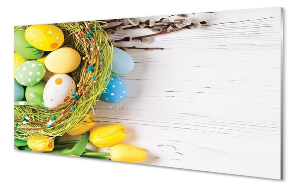 Sklenený obraz Vaječné založené na tulipány 100x50 cm 2 Prívesky