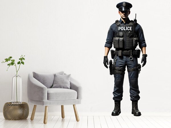 Nalepte.cz Policajt textilní prelepiteľná nálepka na stenu arch 18 x 47 cm
