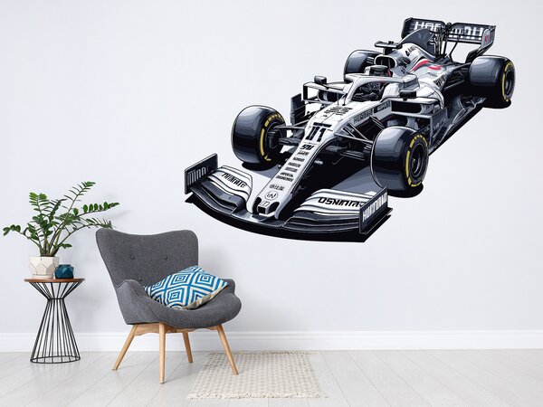 Nalepte.cz Biela formula F1 textilní prelepiteľná nálepka na stenu arch 25 x 17 cm