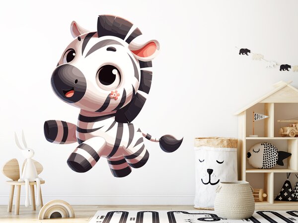 Nalepte.cz Roztomilá zebra textilní prelepiteľná nálepka na stenu arch 17 x 20 cm