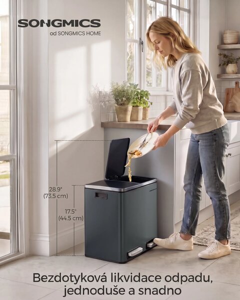 SONGMICS Odpadkový kôš na triedený odpad Bins 30 L antracit
