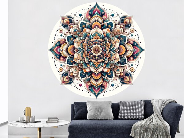 Nalepte.cz Úžasná mandala textilní prelepiteľná nálepka na stenu hárok 45 x 45 cm