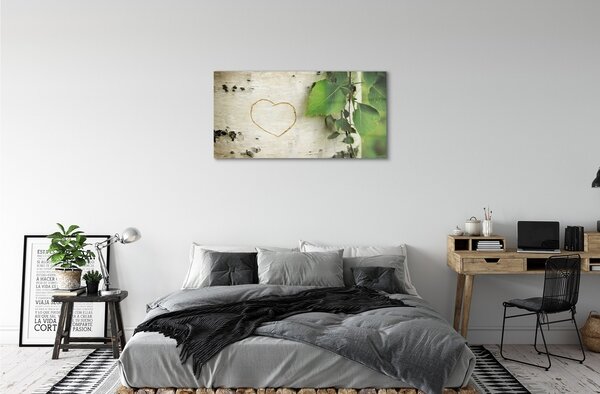 Sklenený obraz Heart brezové lístie 100x50 cm 2 Prívesky