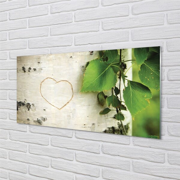 Sklenený obraz Heart brezové lístie 100x50 cm 2 Prívesky