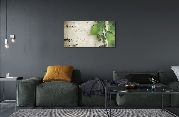 Sklenený obraz Heart brezové lístie 100x50 cm 2 Prívesky