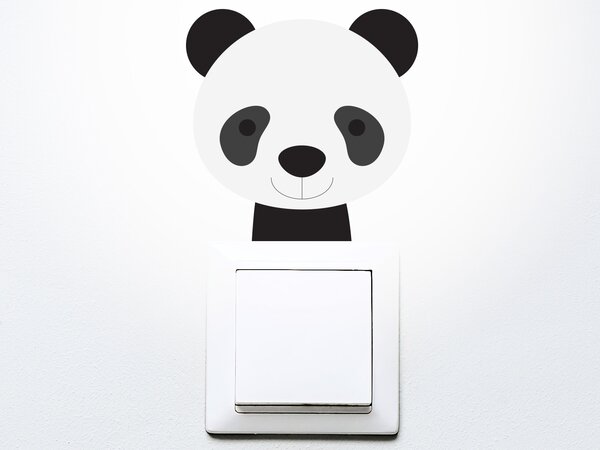 Nalepte.cz Medvedík panda na vypínač textilní prelepiteľná nálepka na stenu 11 x 11 cm