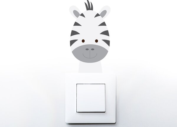 Nalepte.cz Farebná zebra na vypínač textilní prelepiteľná nálepka na stenu 8 x 14 cm