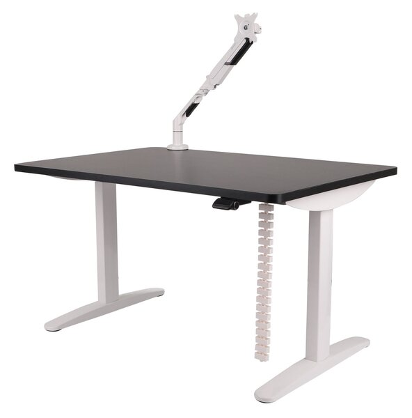 Grospol - Set: Písací stôl Alto 102 White + držiak na monitor + kryt kábla