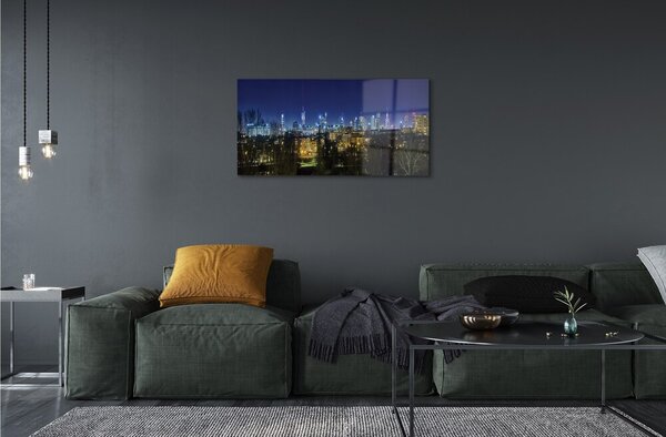 Sklenený obraz Nočná panoráma Varšavy 100x50 cm 2 Prívesky