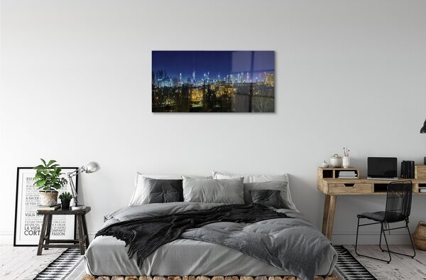 Sklenený obraz Nočná panoráma Varšavy 100x50 cm 2 Prívesky