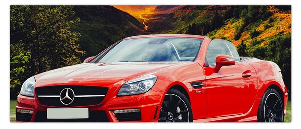 Obraz - červený Mercedes (120x50 cm)