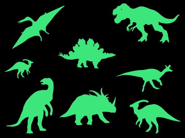 Nalepte.cz Svietiaci dinosauri nálepky na stenu hárok 20 x 20 cm