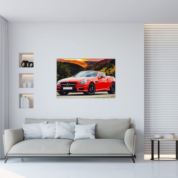Obraz - červený Mercedes (90x60 cm)