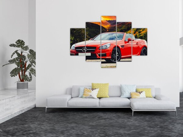 Obraz - červený Mercedes (150x105 cm)