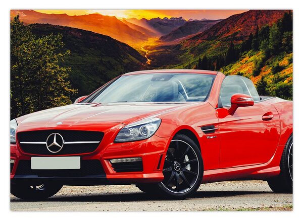 Obraz - červený Mercedes (70x50 cm)