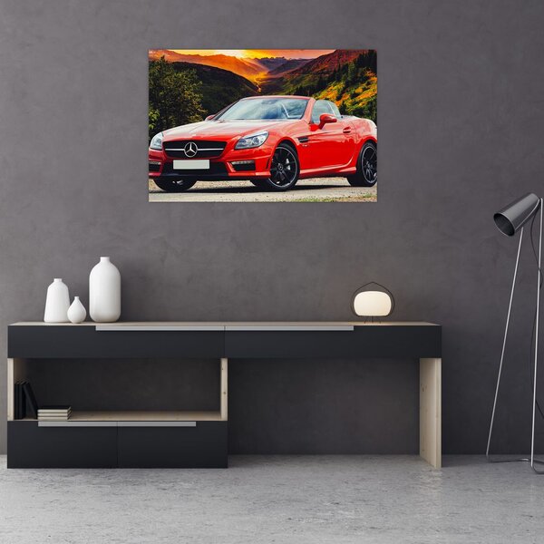 Obraz - červený Mercedes (90x60 cm)