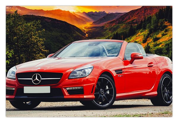 Obraz - červený Mercedes (90x60 cm)