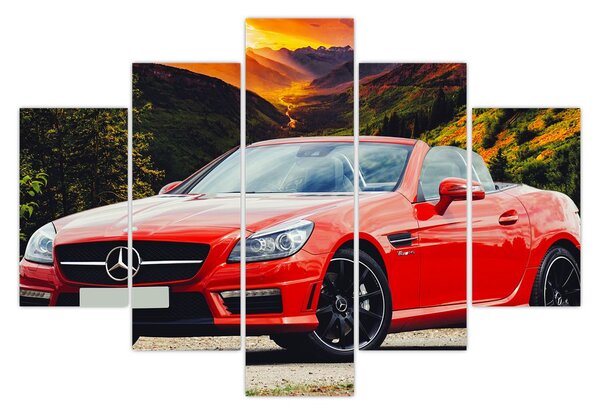 Obraz - červený Mercedes (150x105 cm)