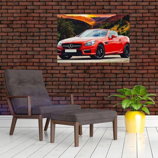 Obraz - červený Mercedes (90x60 cm)