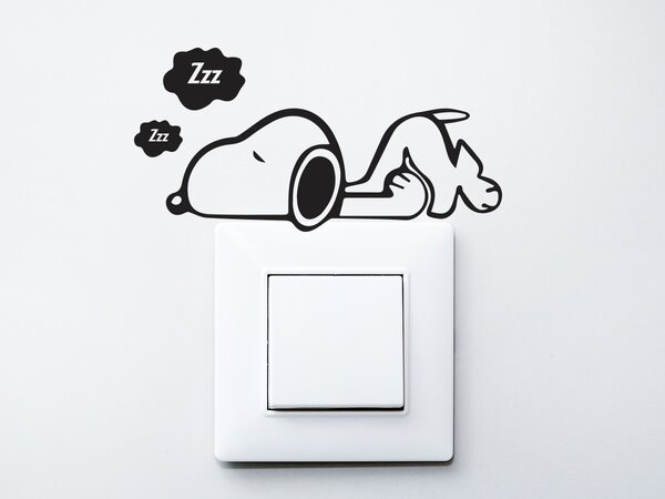 Nalepte.cz Snoopy na vypínač nálepka na stenu 15 x 8 cm
