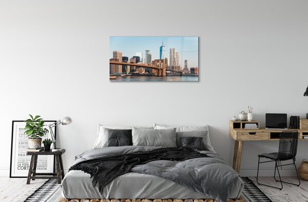 Sklenený obraz Panorama bridge river 100x50 cm 2 Prívesky