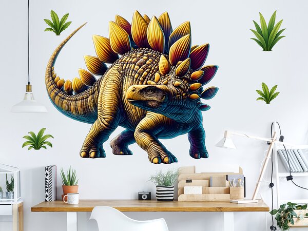 Nalepte.cz Stegosaurus textilní prelepiteľná nálepka na stenu arch 45 x 40 cm