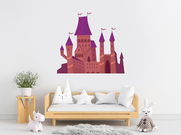 Nalepte.cz Rozprávkový hrad textilní prelepiteľná nálepka na stenu 47 x 43 cm