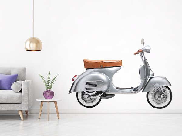 Nalepte.cz Skúter Vespa textilní prelepiteľná nálepka na stenu 47 x 32 cm