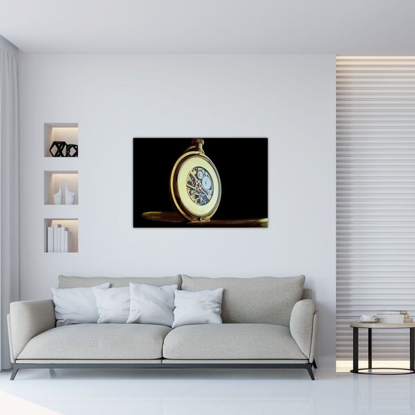 Obraz zlatých vreckových hodiniek (90x60 cm)