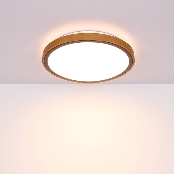 Stropné svietidlo Bruno LED s dreveným rámom Ø 44 cm, Svetlé drevo, Obývacia izba / jedáleň, Drevo, Závesné svietidlo