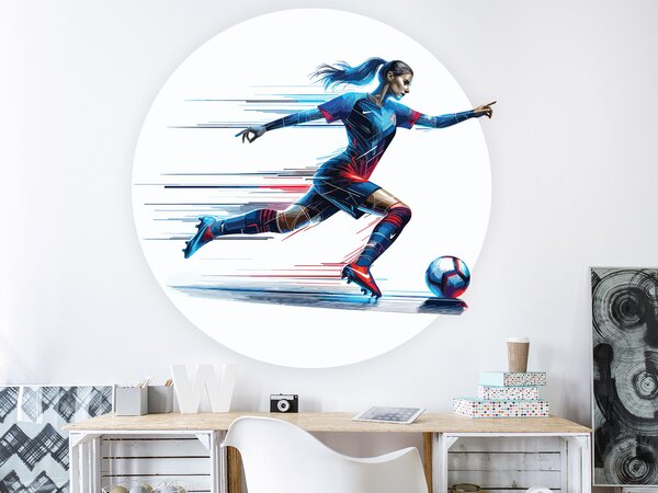 Nalepte.cz Futbalistka 02 textilní prelepiteľná nálepka na stenu arch 20 x 20 cm