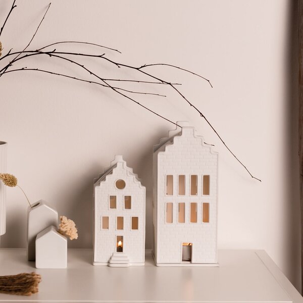 Porcelánový svietnik domček Small Brick House 16 cm