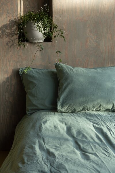 Posteľná bielizeň z organickej bavlny Crinkle Mineral Green 150 × 210 cm