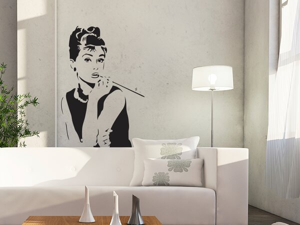 Nalepte.cz Audrey Hepburn nálepka na stenu 34 x 50 cm
