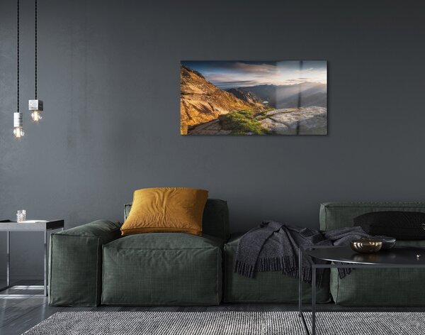 Sklenený obraz Mountain Sunrise 100x50 cm 2 Prívesky