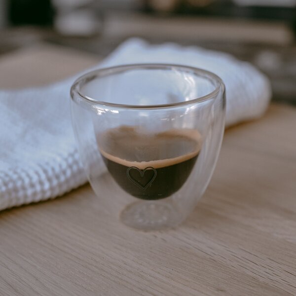 Dvojstenný pohárik na espresso Heart 100 ml
