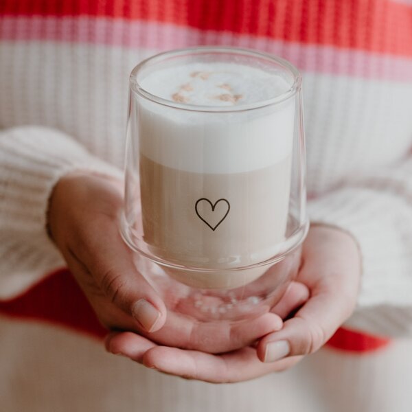 Dvojstenný pohár na teplé nápoje Heart 300 ml