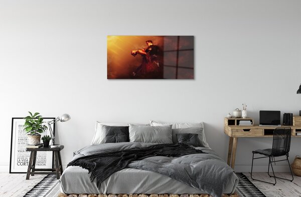 Sklenený obraz Ľudia tancujú v daždi dym 100x50 cm 2 Prívesky